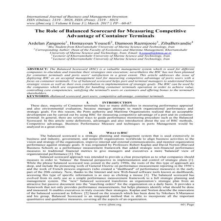 The Role of Balanced Scorecard for Measuring Competitive Advantage of Contain...