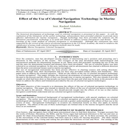 Effect of the Use of Celestial Navigation Technology in Marine Navigation