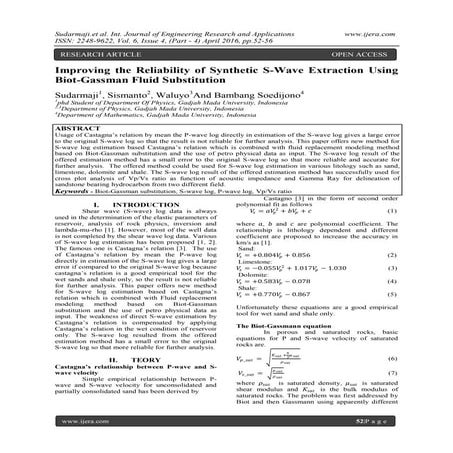 Improving the Reliability of Synthetic S-Wave Extraction Using Biot-Gassman F...