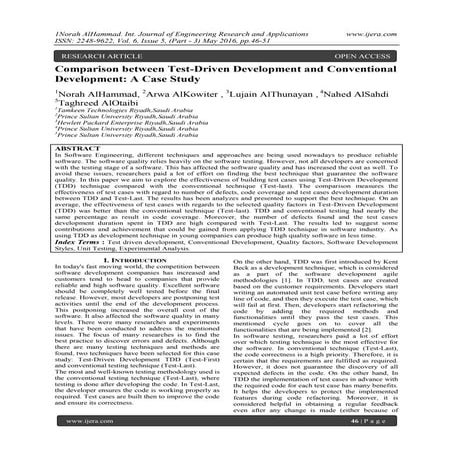 Comparison between Test-Driven Development and Conventional Development: A Ca...