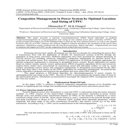 Congestion Management in Power System by Optimal Location And Sizing of UPFC