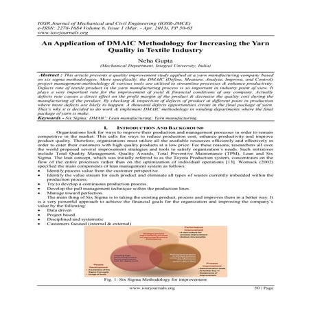 An Application of DMAIC Methodology for Increasing the Yarn Quality in Textil...