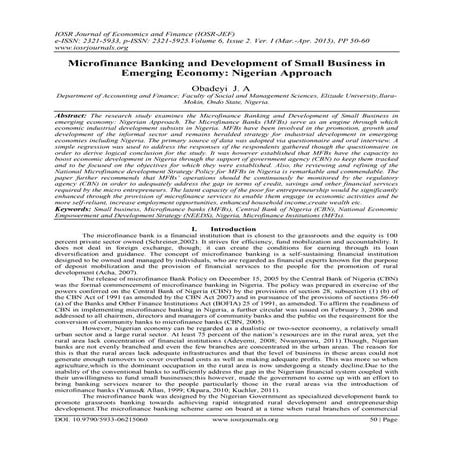 Microfinance Banking and Development of Small Business in Emerging Economy: N...