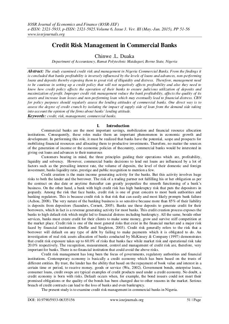 Credit Risk Management in Commercial Banks