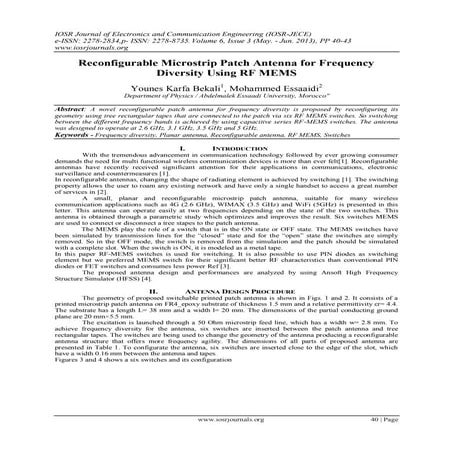 Reconfigurable Microstrip Patch Antenna for Frequency Diversity Using RF MEMS