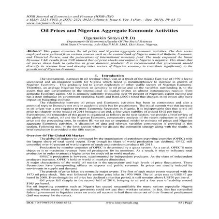 Oil Prices and Nigerian Aggregate Economic Activities