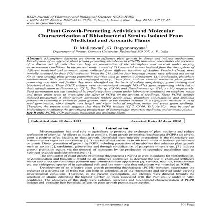 Plant Growth-Promoting Activities and Molecular Characterization of Rhizobact...