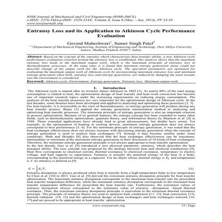 Entransy Loss and its Application to Atkinson Cycle Performance Evaluation