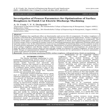 Investigation of Process Parameters for Optimization of Surface Roughness in ...