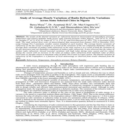 Study of Average Hourly Variations of Radio Refractivity Variations across So...