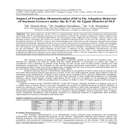 Impact of Frontline Demonstration (Fld’s) On Adoption Behavior of Soybean Gro...