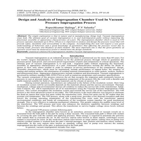 Design and Analysis of Impregnation Chamber Used In Vacuum Pressure Impregnat...