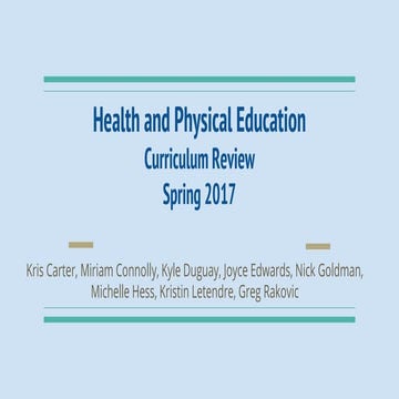 Health and Physical Education Curriculum Review