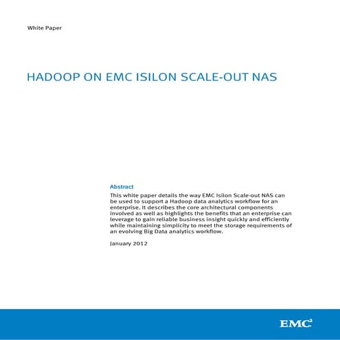 White Paper: Hadoop on EMC Isilon Scale-out NAS   
