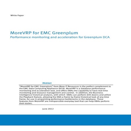 White Paper: MoreVRP for EMC Greenplum  