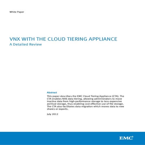 VNX with the Cloud Tiering Appliance 