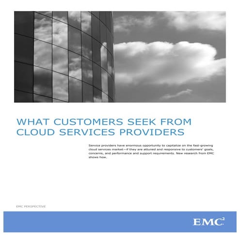 EMC Perspective: What Customers Seek from Cloud Services Providers
