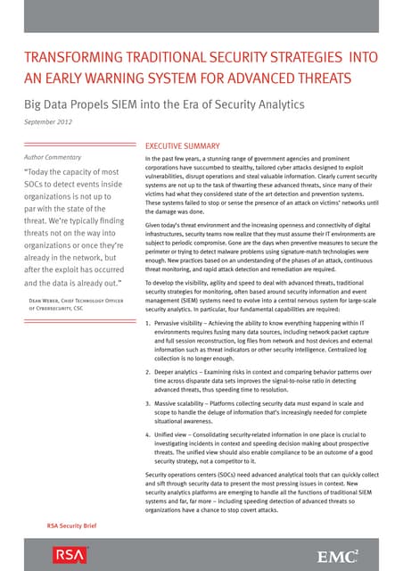 Big data Propels SIEM into the era of Security Analytics 