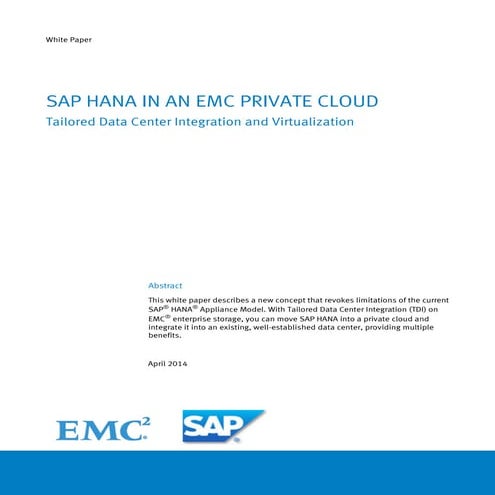 SAP HANA in an EMC Private Cloud