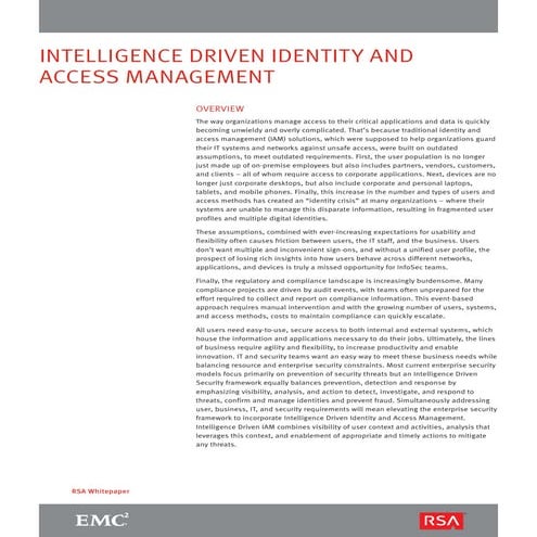 Intelligence Driven Identity and Access Management