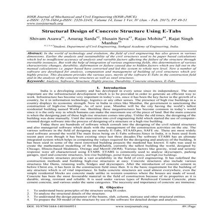 Structural Design of Concrete Structure Using E-Tabs