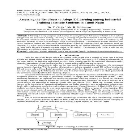 Assessing the Readiness to Adopt E-Learning among Industrial Training Institu...