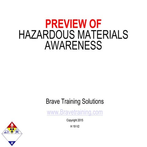 FIRST RESPONDER HAZMAT AWARENESS POWERPOINT TRAINING PRESENTATION