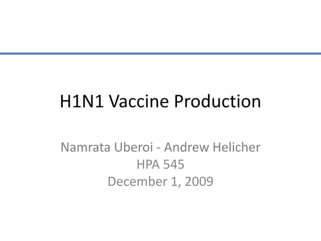 H1 N1 Vaccine Production