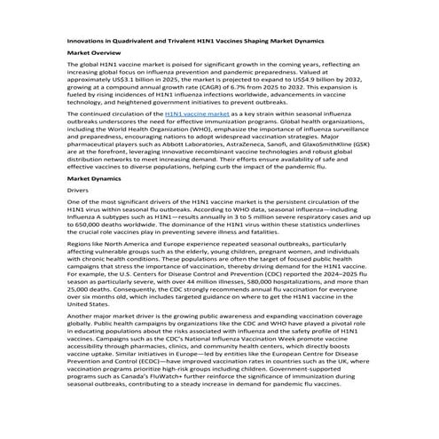 Innovations in Quadrivalent and Trivalent H1N1 Vaccines Shaping Market ...