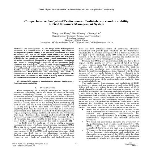Comprehensive analysis of performance, fault tolerance and scalability in grid resource management system