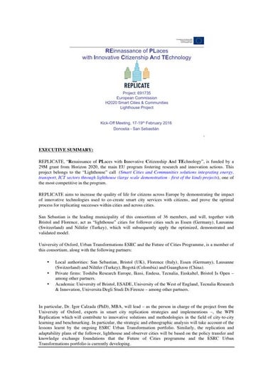 REPLICATE EU H2020 Smart Cities & Communities Lighthouse Project
