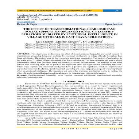 The Influence of Transformational Leadership on Organizational ...