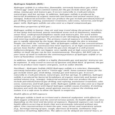 H2 s hydrogen sulphaide