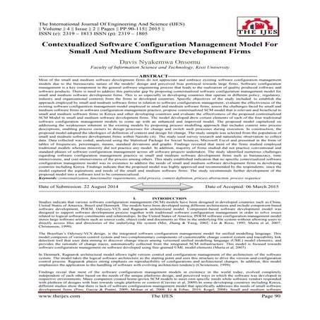 Contextualized Software Configuration Management Model For Small And Medium S...