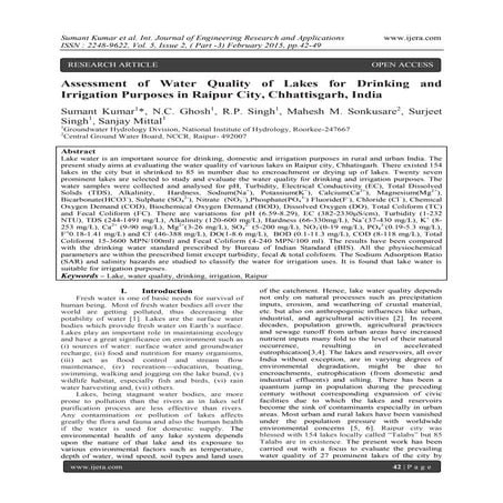 Quality analysis of drinking water in bhopal city | PDF