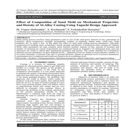 Effect of Composition of Sand Mold on Mechanical Properties and Density of Al...