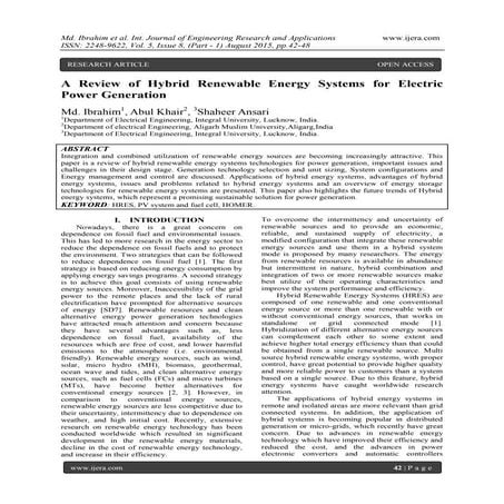 A Review of Hybrid Renewable Energy Systems for Electric Power ...