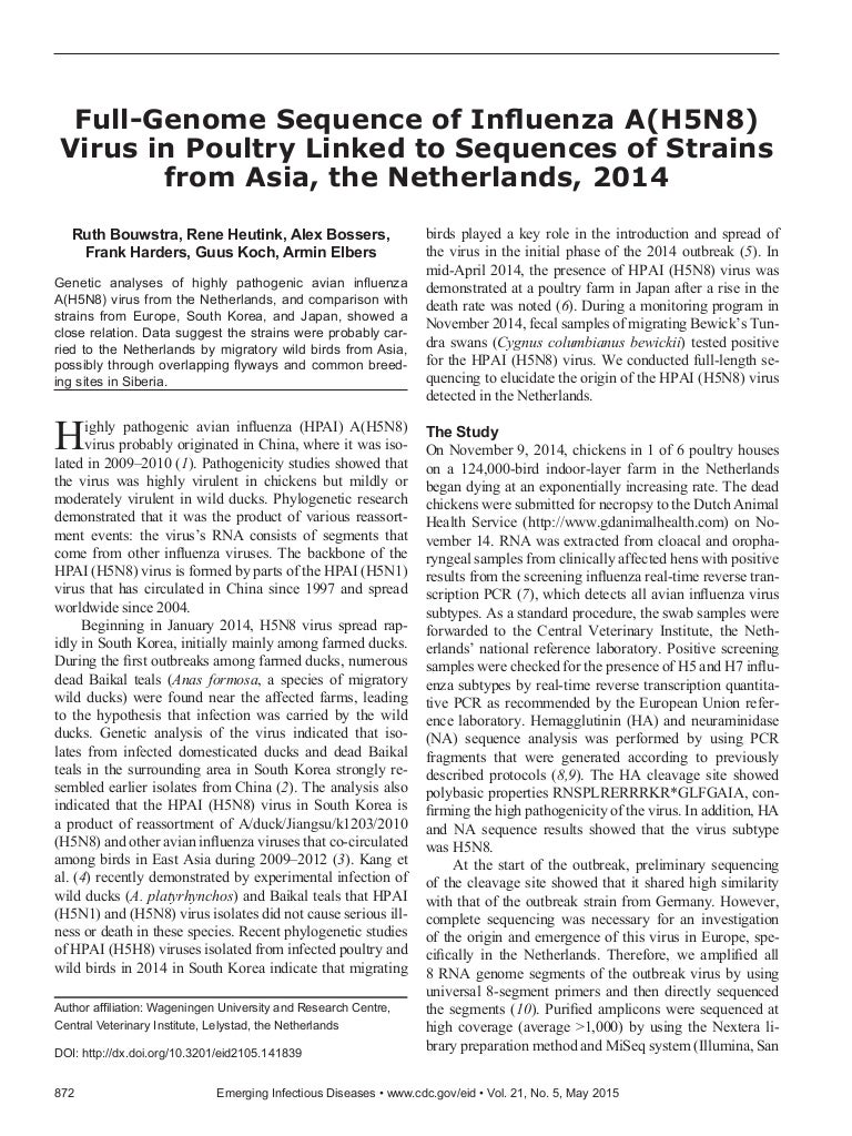 H5N8 virus dutch outbreak (2014) linked to sequences of ...