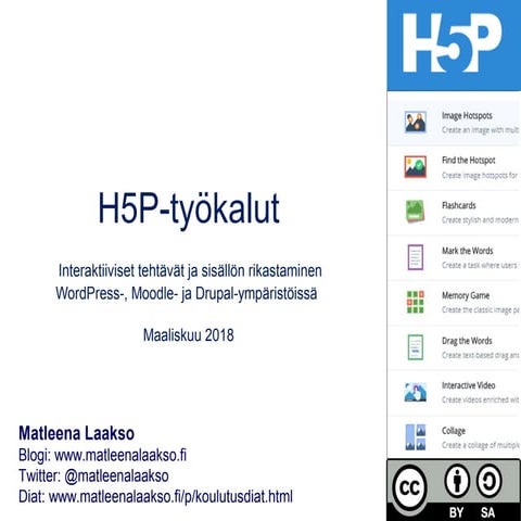 H5P-työkalut (KATSO KUVAUKSESTA UUDEN VERSION LINKKI)