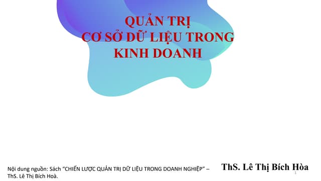 Chương 8 Phân tích CSDL kinh doanh với SQL