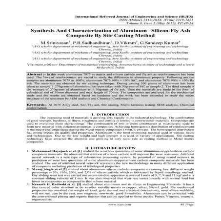 Synthesis And Characterization of Aluminum –Silicon-Fly Ash Composite By Stir...