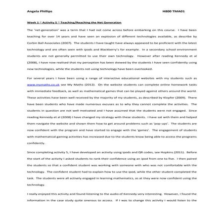 Open University H800 TMA01