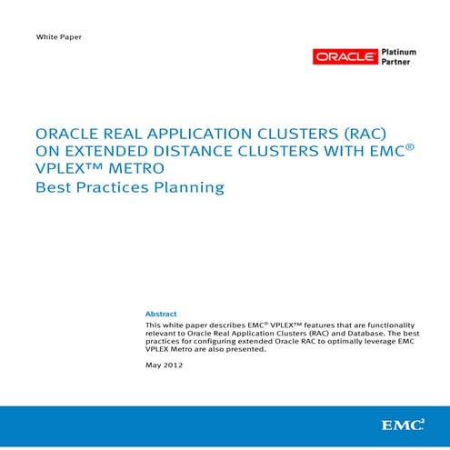 Whitepaper : Oracle Real Application Clusters (RAC) on Extended ...
