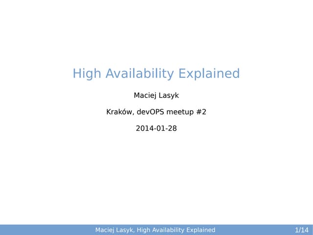 High Availability (HA) Explained