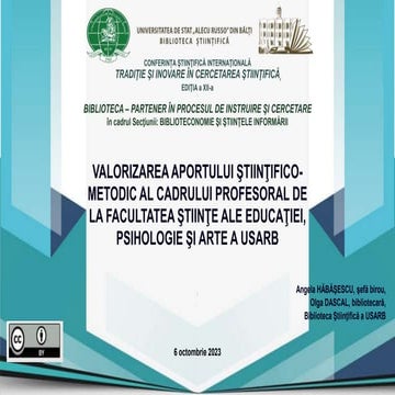 HĂBĂŞESCU, Angela, DASCAL, Olga. Valorizarea aportului ştiinţifico-metodic al...