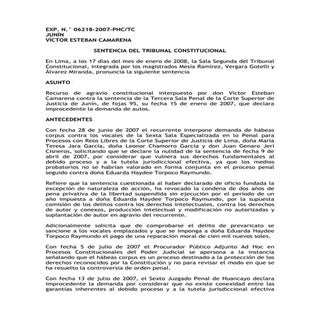 Habeas corpus improcedencia