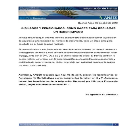 Haber Impago   8 Abril