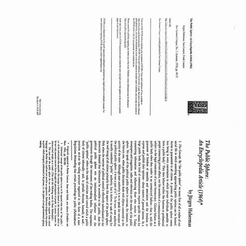 Habermas public sphere encyclopedia article