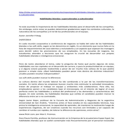 Habilidades blandas sobre o sub valoradas