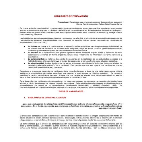 Habilidades de pensamiento